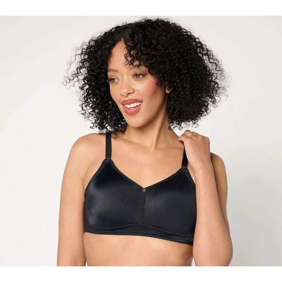 Breezies Jacquard Back Smoothing Unlined Wirefree Bra Black,36 C A473390 - Picture 1 of 1
